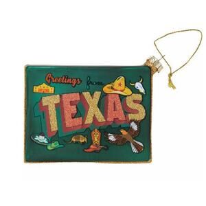 Destination Holiday Greetings From Texas Christmas Ornament 4.25"x3"x1"